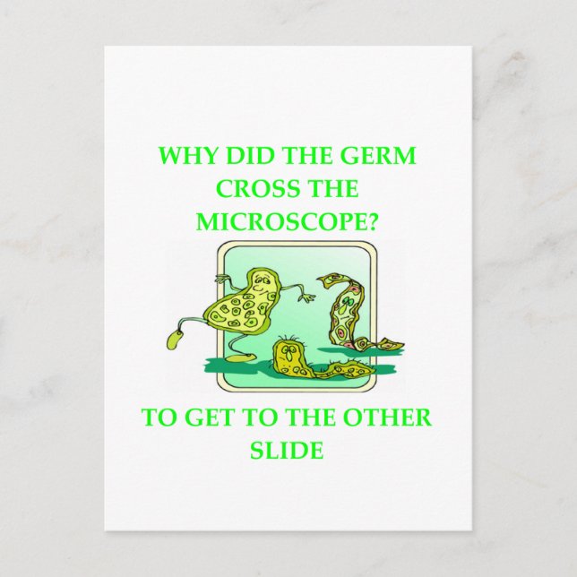 GERM BIOLOGY RESEARCH JOKE POSTCARD (Front)