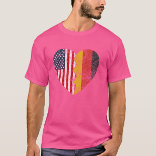 German American Flags Heart  United States Germany T-Shirt