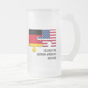 GERMAN AMERICAN Heritage   Monogram Frosted Glass Beer Mug