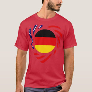 German American Multinational Patriot Flag Heart T-Shirt
