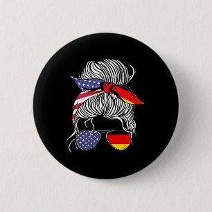 German American Patriot Grown Proud Women Girl Fla 6 Cm Round Badge