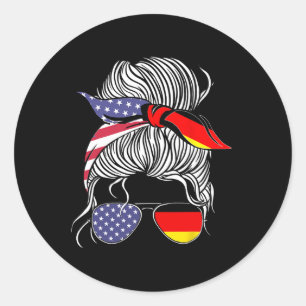 German American Patriot Grown Proud Women Girl Fla Classic Round Sticker