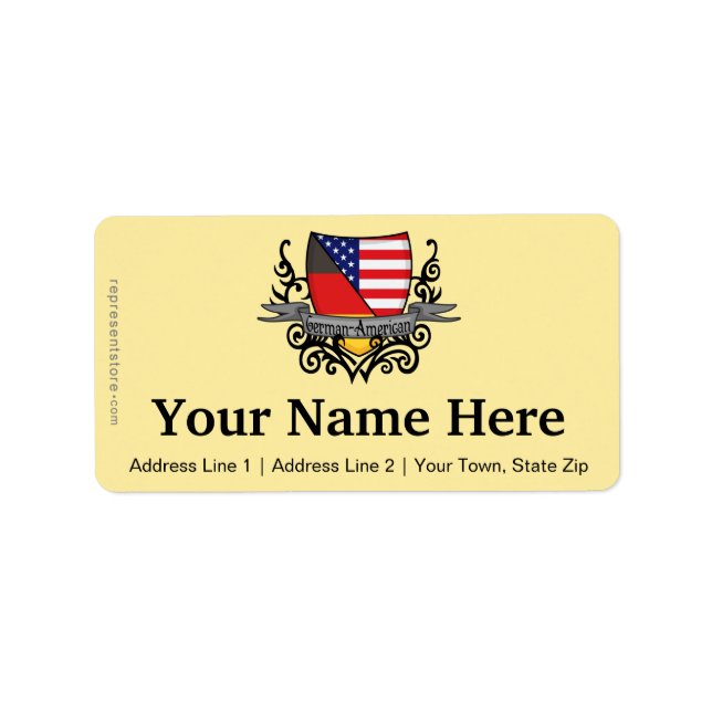 German-American Shield Flag Label (Front)