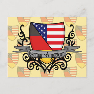 German-American Shield Flag Postcard