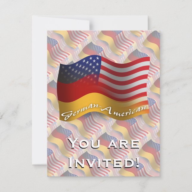 German-American Waving Flag Invitation (Front)