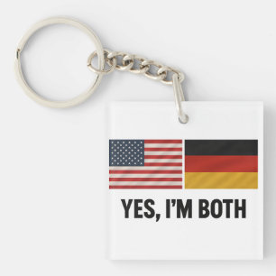 German American Yes Im Both - Germany USA Citizen Key Ring