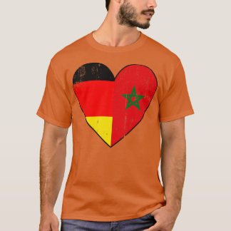 German And Moroccan Flag Heart Morroco T-Shirt