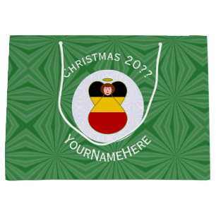 German Angel Christmas Flag Personalised Large Gift Bag