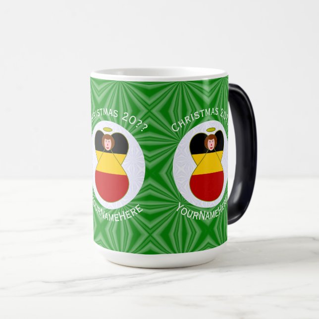German Angel Christmas Flag Personalised  Magic Mug (Front Right)