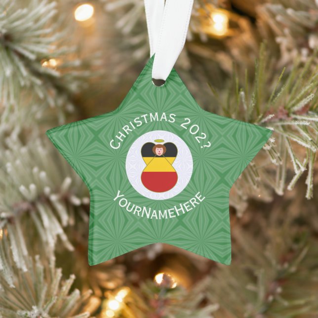 German Angel Christmas Flag Personalised  Ornament (Tree)