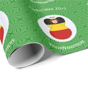 German Angel Christmas Flag Personalised Wrapping Paper