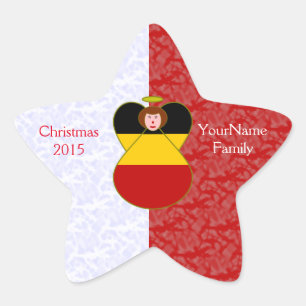 German Angel Red Hair Dressed in Flag Star Sticker