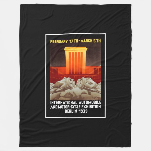 German Art Deco Auto Show Fleece Blanket (Front)