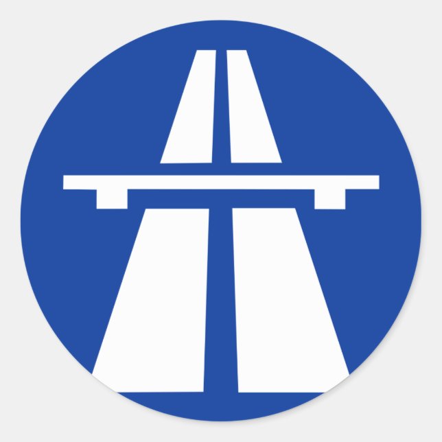 German Autobahn Sign Classic Round Sticker (Front)