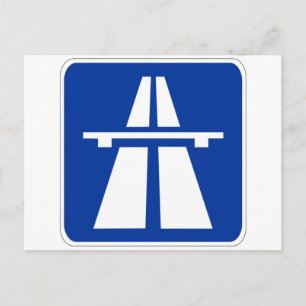 German Autobahn Sign Postcard