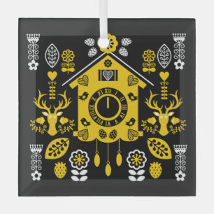 German Bauernmalerei Folk Art Glass Tree Decoration