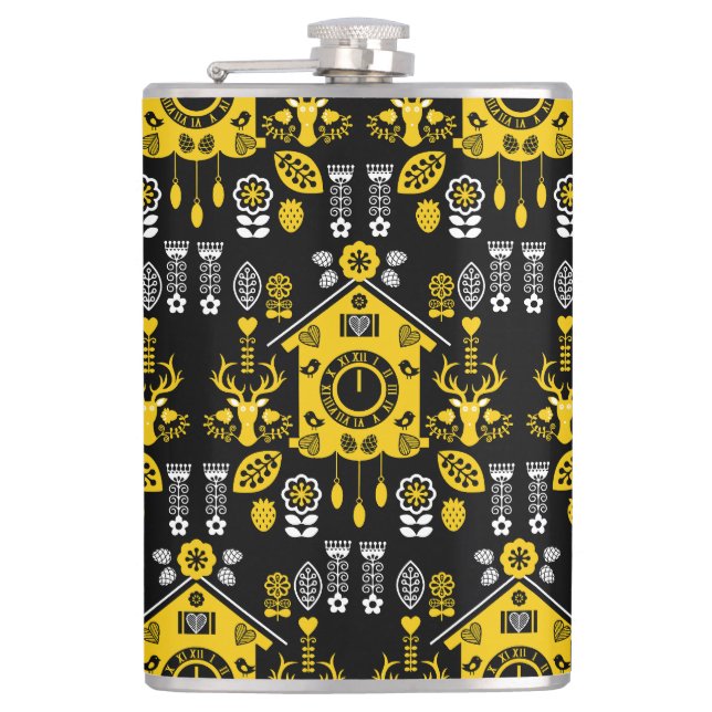 German Bauernmalerei Folk Art Hip Flask (Front)