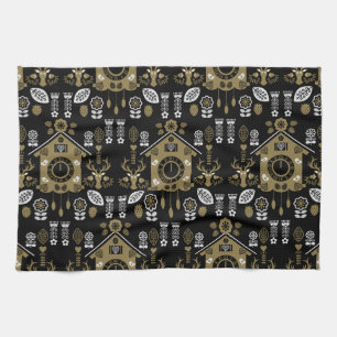 German Bauernmalerei Folk Art Tea Towel