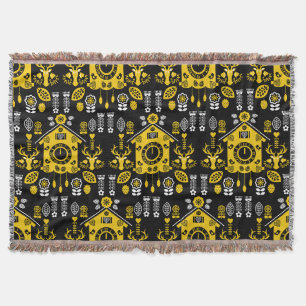 German Bauernmalerei Folk Art Throw Blanket