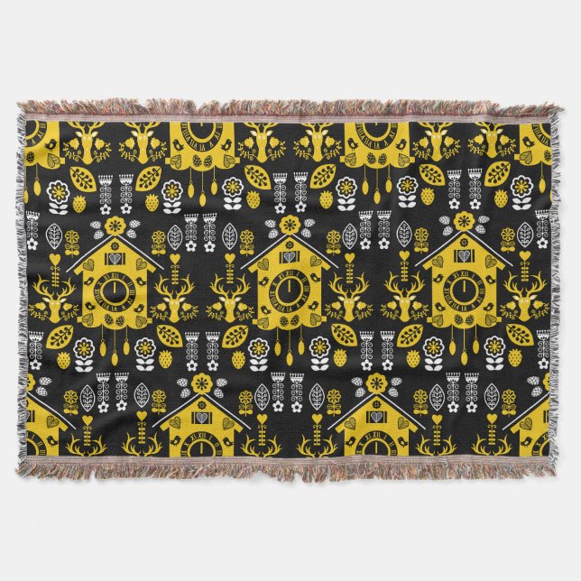 German Bauernmalerei Folk Art Throw Blanket (Front)