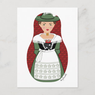 German, Bavarian Matryoshka Postcard