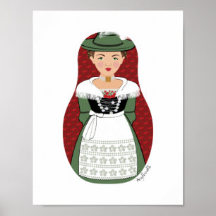 German, Bavarian Matryoshka Poster