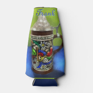 German Beer Stein w/Hinged Lid Blue Personalised Bottle Cooler