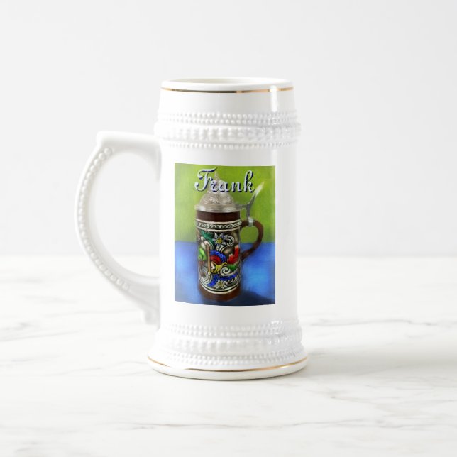 German Beer Stein w/Hinged Lid Personalised (Left)