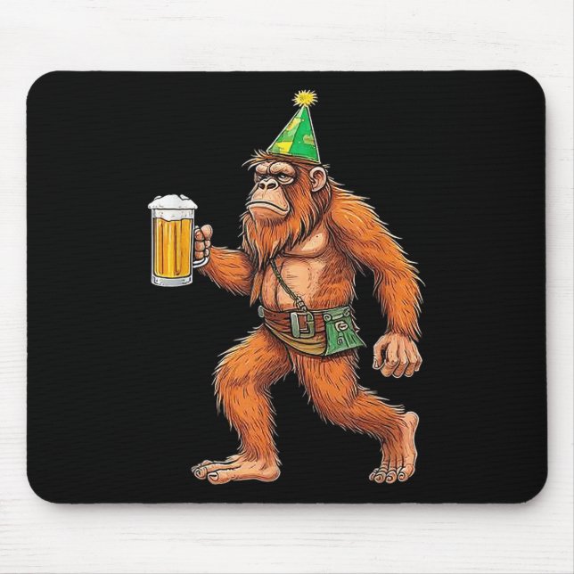 German Bigfoot Sasquatch Beer Lederhose Funny _1  Mouse Pad (Front)