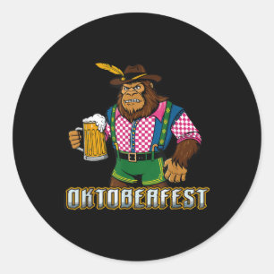 German Bigfoot Sasquatch Beer Lederhose Funny _2 Classic Round Sticker