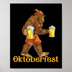 German Bigfoot Sasquatch Lederhose Funny 2024 Poster