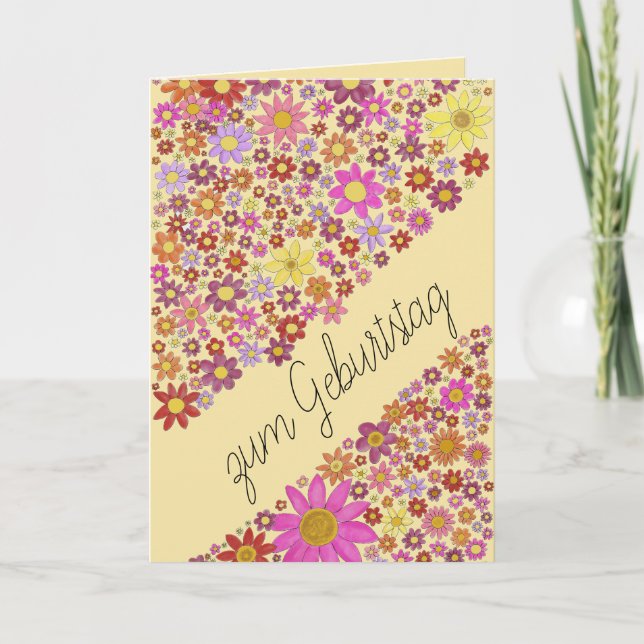 German Birthday Flower collage Card (Front)