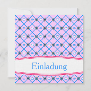 German Birthday Invitation red blue bavaria light