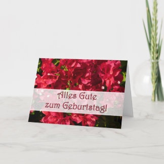 German Birthday Red Bougainvilleas Card