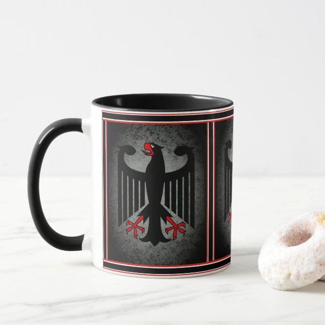 German, black eagle of German flag, Germany 11oz Mug (With Donut)