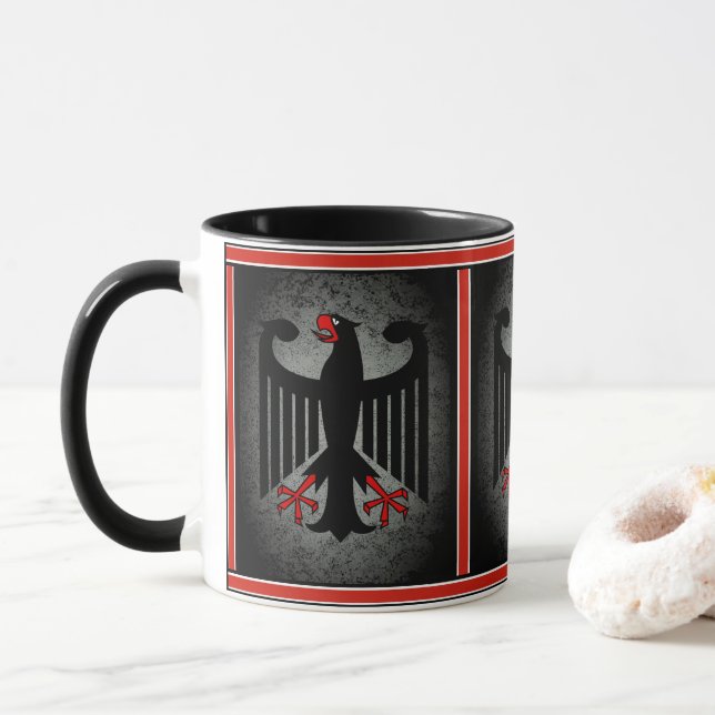 German, black eagle of German flag, Germany 11oz Mug (With Donut)