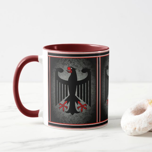 German, black eagle of German flag, Germany 11oz Mug (With Donut)