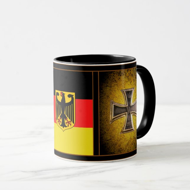 German, black eagle of German flag, iron cross Mug (Front Right)
