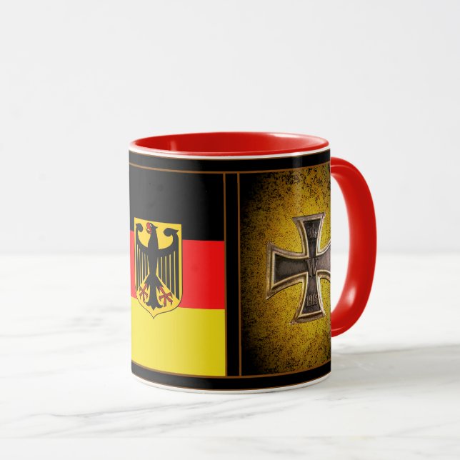 German, black eagle of German flag, iron cross Mug (Front Right)