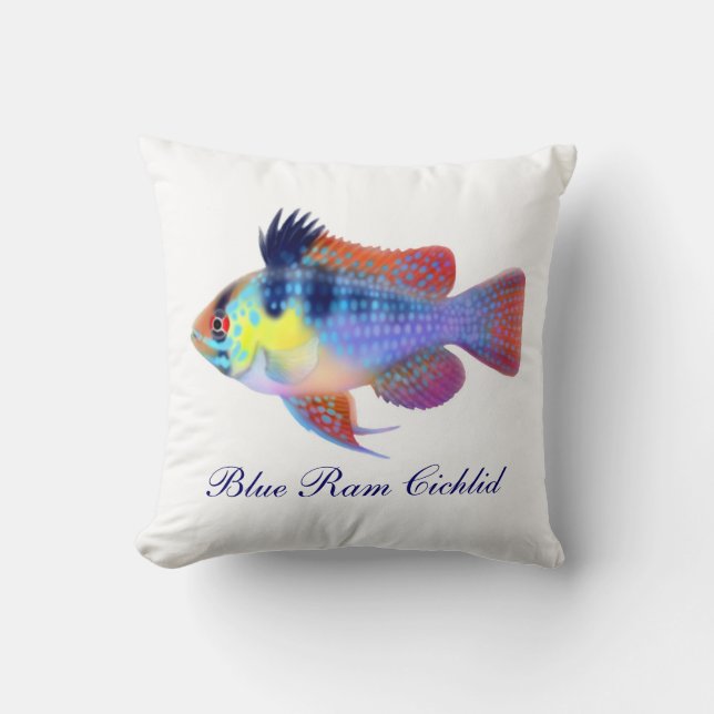 German Blue Ram Cichlid Fish Pillow (Front)