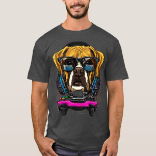 German Boxer Dog Computer Video Game Lover Gaming T-Shirt