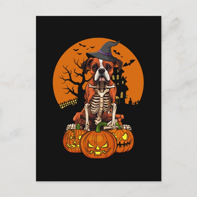 German Boxer Dog Halloween Holiday Postcard (Front)