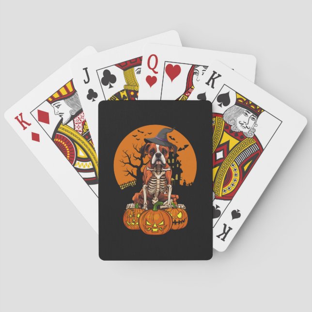 German Boxer Dog Halloween Playing Cards (Back)