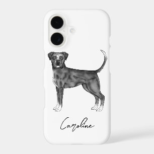 German Boxer Dog In Black And White & Custom Name