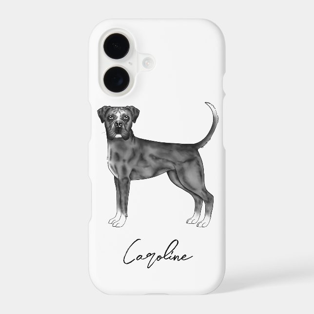 German Boxer Dog In Black And White & Custom Name (Back)