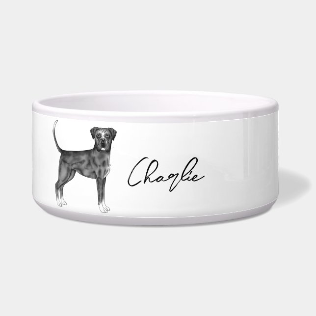 German Boxer Dog In Black And White & Custom Name (Front)