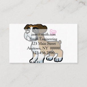 German boxer puppy cartoon choose back color business card