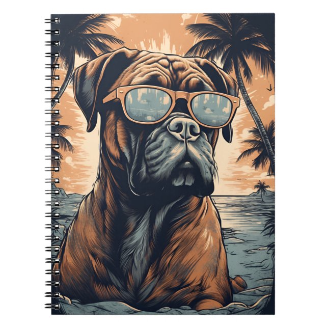German Boxer with sunglasses at a tropical beach Notebook (Front)