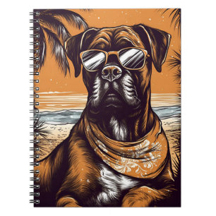 German Boxer with sunglasses at a tropical beach Notebook