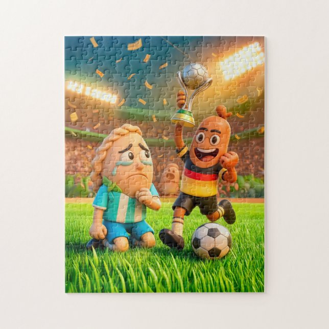 German bratwurst defeating Argentinian empanada so Jigsaw Puzzle (Vertical)